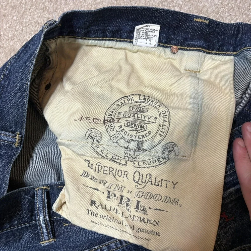 Polo Ralph Lauren Selvedge Denim Jeans Mens 44Bx30 Big Tall Straight Whiskers